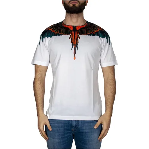 Wings T-Shirt Weiß Orange, Modischer Stil , Herren, Größe: M - Marcelo Burlon - Modalova