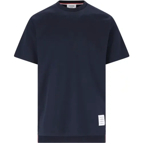 Blaues Baumwoll-T-Shirt mit Logo , Herren, Größe: S - Thom Browne - Modalova