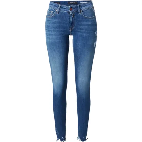 Slimfit Blaue Jeans , Damen, Größe: W29 - Replay - Modalova