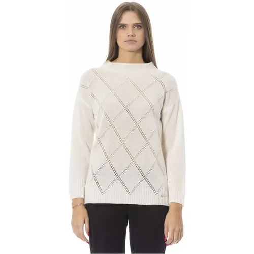 Wool Ribbed Neck Sweater , Damen, Größe: S - Baldinini - Modalova