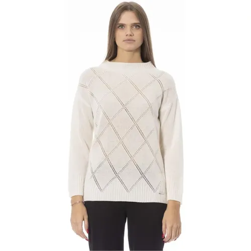 Wool Ribbed Neck Sweater , Damen, Größe: XL - Baldinini - Modalova