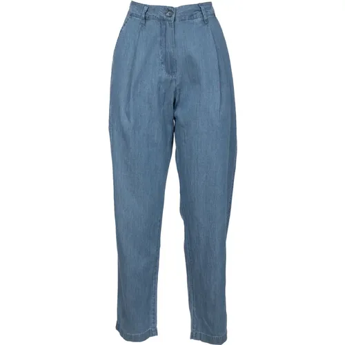 Jeans with front pleats and pockets , female, Sizes: 2XS, S - Aspesi - Modalova