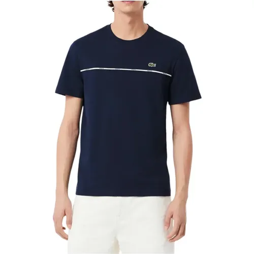 T-Shirts, male, , Size: S Navy Cotton Jersey T-shirt - Lacoste - Modalova