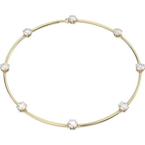 Delicate Constella Necklace, Round White, Gold Tone , female, Sizes: ONE SIZE - Swarovski - Modalova