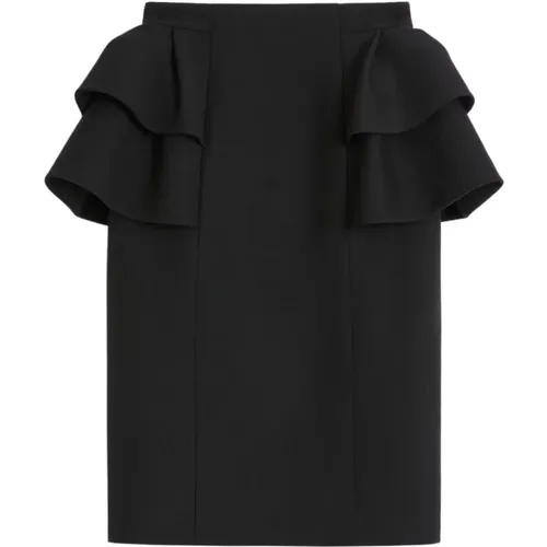 Short Skirts, female, , Size: S Wool Silk Midi Skirt - Valentino - Modalova