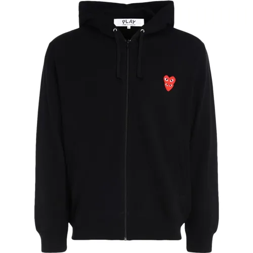 Heart Logo Zipped Hoodie , male, Sizes: XL, M - Comme des Garçons Play - Modalova