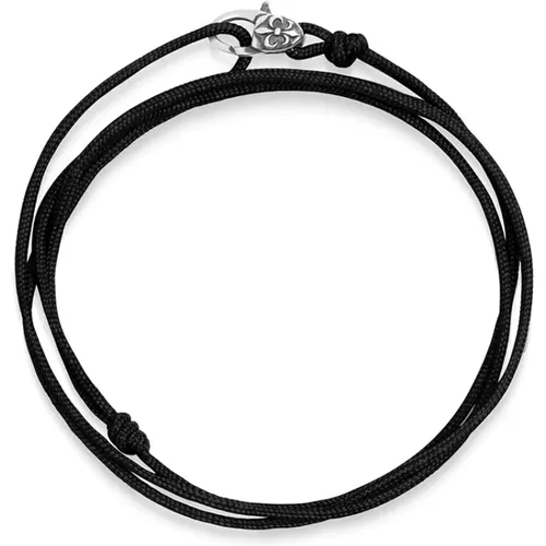 Black Wrap-Around String Bracelet with Sterling Silver Lock - Nialaya - Modalova