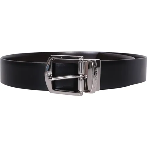 Belts, male, , Size: 95 CM Adjustable Leather Belt With Logo Buckle - Canali - Modalova