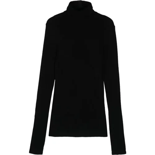 Schwarzer Rollkragenpullover Feinstrick , Damen, Größe: 2XS - Alysi - Modalova