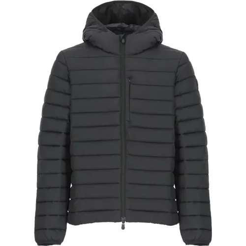 Schwarze Gepolsterte Steppjacke Mit Kapuze - Save The Duck - Modalova