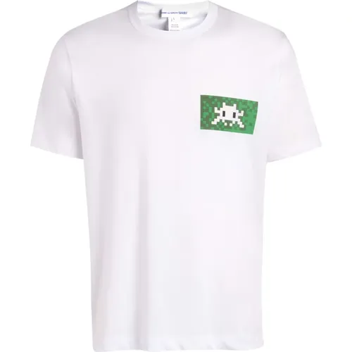 Space Invaders Weißes T-Shirt , Herren, Größe: L/Xl - Comme des Garçons - Modalova