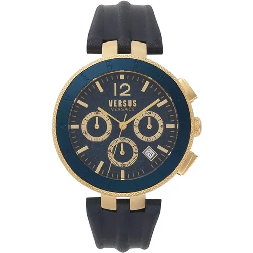 Watches, male, , Size: ONE SIZE Chrono Steel Blue Dial Watch - Versus Versace - Modalova