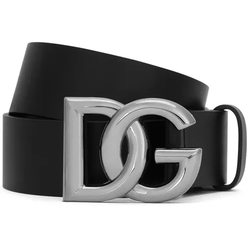 Leather Belt with Logo Buckle , male, Sizes: 100 CM, 105 CM - Dolce & Gabbana - Modalova