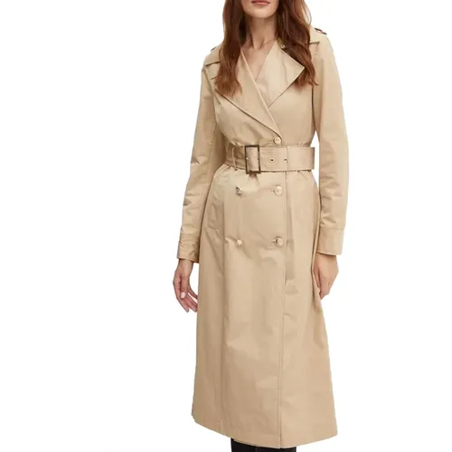 Herb Tan Trench Coat , Damen, Größe: 2XL - Guess - Modalova