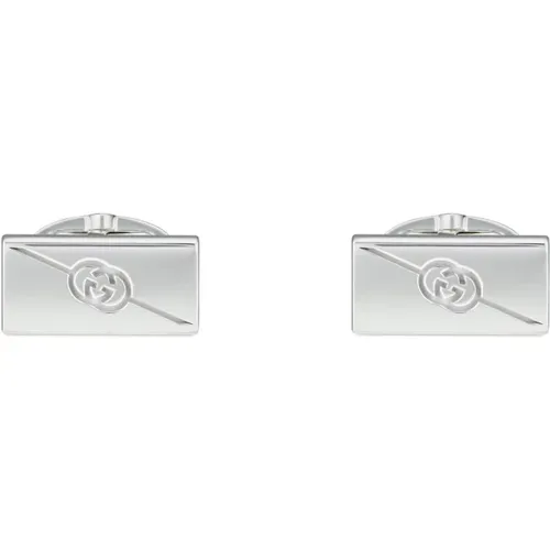 Cufflinks & Tie Clips, female, , Size: ONE SIZE Sterling Silver Cufflinks with Interlocking G Logo - Gucci - Modalova