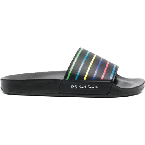 Sliders, male, , Size: 6 US Rainbow Stripe Logo Sandals - Paul Smith - Modalova