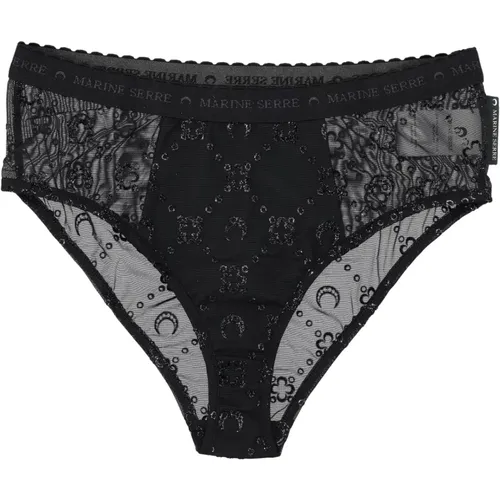 Bottoms, female, , Size: M High Elastic Brief Mesh Flock Glitter - Marine Serre - Modalova