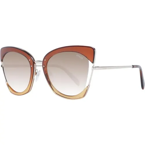 Braune Cat Eye Sonnenbrille mit Verspiegelten Gläsern , Damen, Größe: ONE Size - EMILIO PUCCI - Modalova