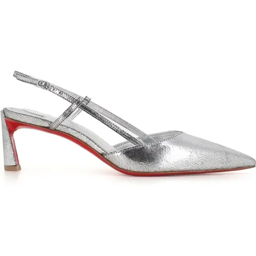 Pumps, female, , Size: 7 1/2 US Silver Metallic Leather Pumps - Christian Louboutin - Modalova