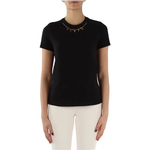 Cotton T-shirt with Removable Decorative Chain , female, Sizes: M, S, L, XS, XL - Elisabetta Franchi - Modalova