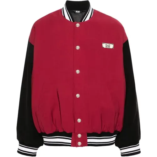 Bomber Jackets, male, , Size: L Bordeaux Varsity Bomber Jacket - Gcds - Modalova