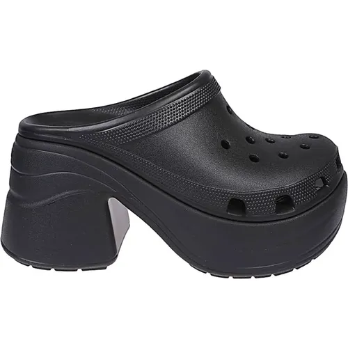 Schwarze Sandalen mit Absätzen und Plateau , Damen, Größe: 38 EU - Crocs - Modalova