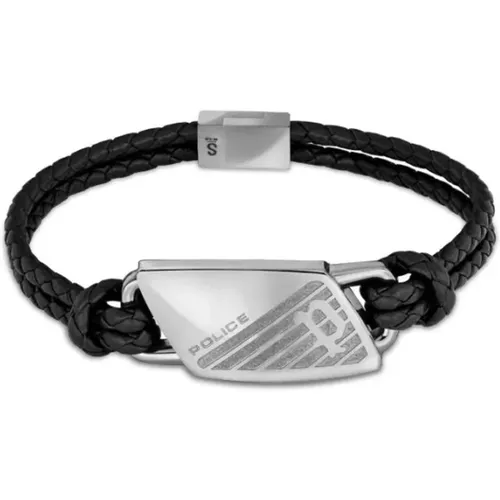 Bracelets, male, , Size: ONE SIZE Bracelet Men Leather Black Matobo Pj.26559Bls/01 - Police - Modalova