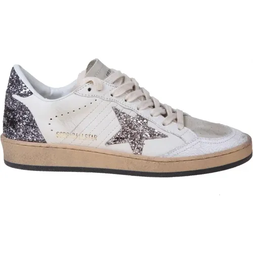 White Leather Sneakers with Glitter Star , female, Sizes: 8 UK, 3 UK, 7 UK - Golden Goose - Modalova