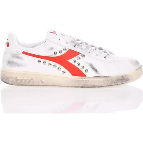 Handgefertigte Weiße Rote Sneaker für Herren , Herren, Größe: 44 EU - Diadora - Modalova