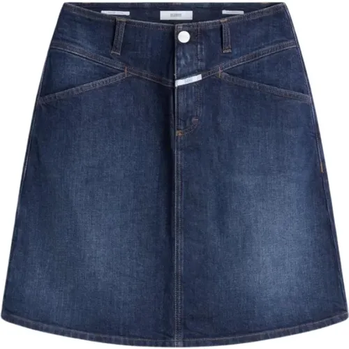 Denim A-line Skirt , female, Sizes: W30 - closed - Modalova