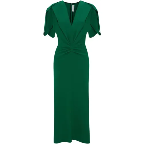 Wool Blend Dress with Ruched Detailing , female, Sizes: 2XS, XS - Victoria Beckham - Modalova