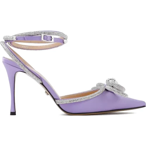 Lavender Satin Double Bow High Heels , female, Sizes: 5 1/2 UK, 5 UK, 6 1/2 UK - Mach & Mach - Modalova