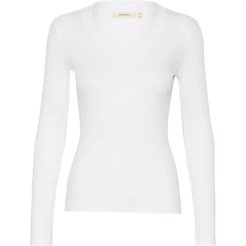 V-Ausschnitt Langarm Top Reinweiß , Damen, Größe: XS - InWear - Modalova