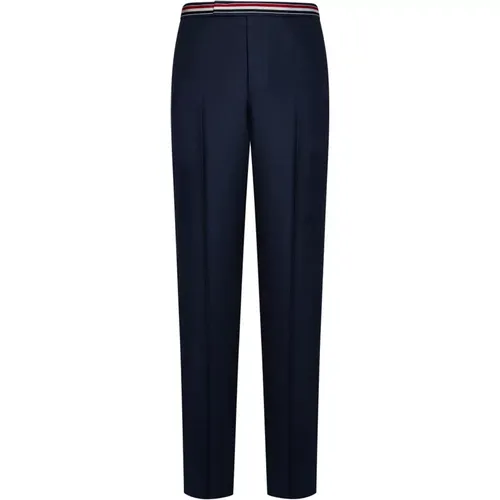 Wool Trousers with Striped Waistband , male, Sizes: S, M - Thom Browne - Modalova