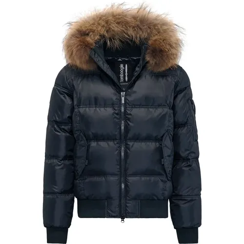 Men`s Feather Padded Fur Trim Bomber Jacket , male, Sizes: 2XL, L, 3XL, S, XL, M - BomBoogie - Modalova