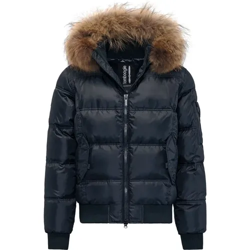 Men`s Feather Padded Fur Trim Bomber Jacket , male, Sizes: 2XL, L, 3XL, XL - BomBoogie - Modalova