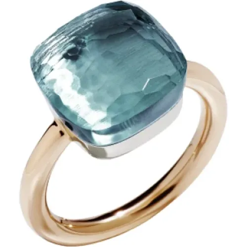 Rings, female, , Size: 55 MM Maxi Nudo Ring - Blue Topaz, 18kt Rose Gold - Pomellato - Modalova