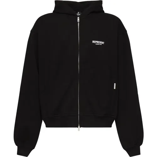 Zip-throughs, male, , Size: S Cotton Zip Sweater Oversized Logo - Represent - Modalova