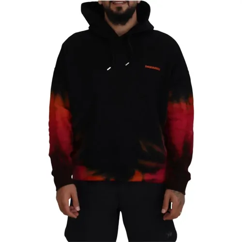 Schwarz Roter Tie Dye Kapuzenpullover - Dsquared2 - Modalova