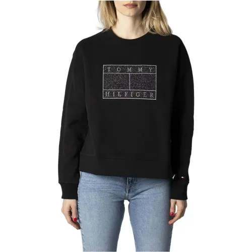 Schwarzer Print-Sweatshirt für Frauen , Damen, Größe: 2XS - Tommy Jeans - Modalova