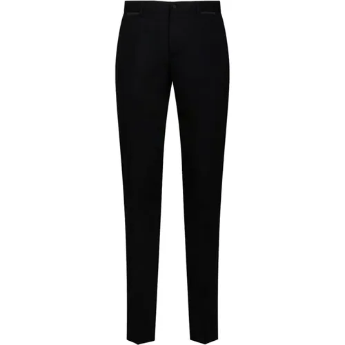 Slim-fit Trousers, male, , Size: S Tailored Tuxedo Pants Silk Details - Dolce & Gabbana - Modalova