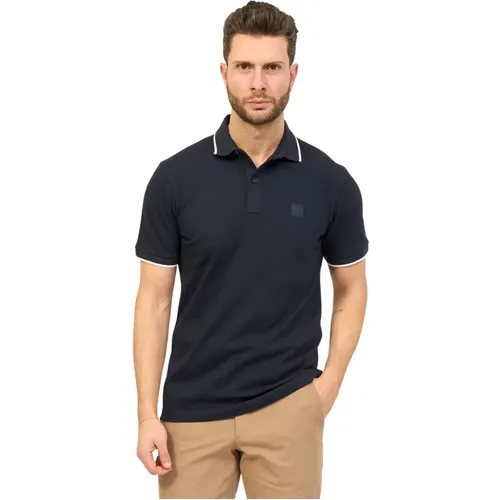 Blaues Slim Fit Polo Shirt mit Logo Patch , Herren, Größe: L - Hugo Boss - Modalova