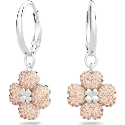 Latisha Flower Earrings, , Rhodium Plated , female, Sizes: ONE SIZE - Swarovski - Modalova