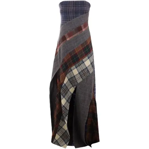 Multicolored Tartan Patchwork Dress , female, Sizes: M - Rave Review - Modalova