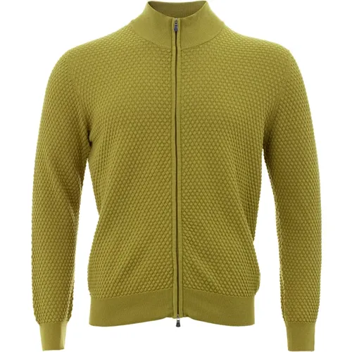 Cardigans, male, , Size: L Mustard Cardigan Sweater - Gran Sasso - Modalova