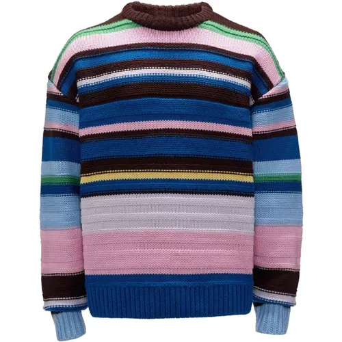 Round-neck Knitwear, male, , Size: M Striped Merino Wool Sweater - JW Anderson - Modalova