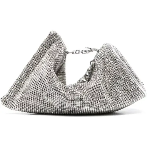 Clutches, female, , Size: ONE SIZE Crystal Embellished Silver Wristlet Bag - Cult Gaia - Modalova