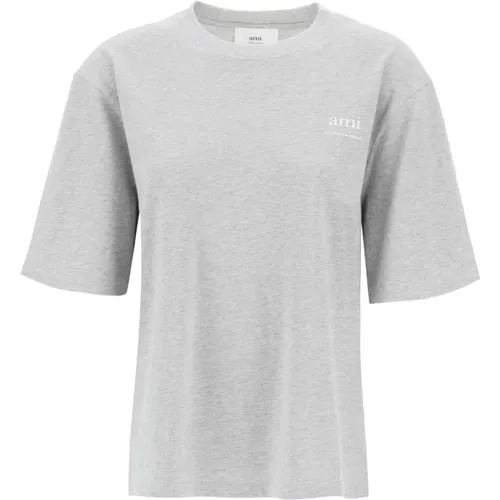 T-Shirts,Organische Baumwolle Logo T-Shirt - Ami Paris - Modalova