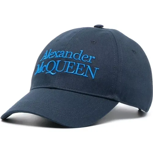 Luxuriöse Blaue Bestickte Mütze , Herren, Größe: M - alexander mcqueen - Modalova