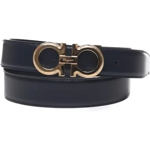 Belts, male, , Size: 115 CM Calfskin Belt with Hook Buckle - Salvatore Ferragamo - Modalova